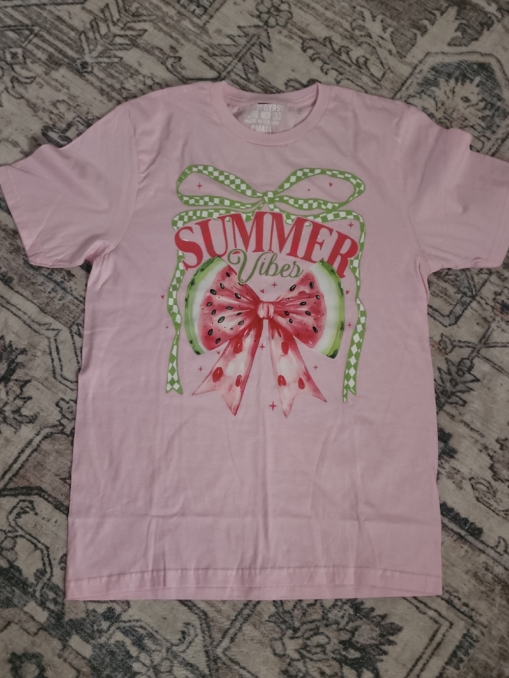 New Womens Size Small Summer Vibes Pink Graphic Tee. Never Worn